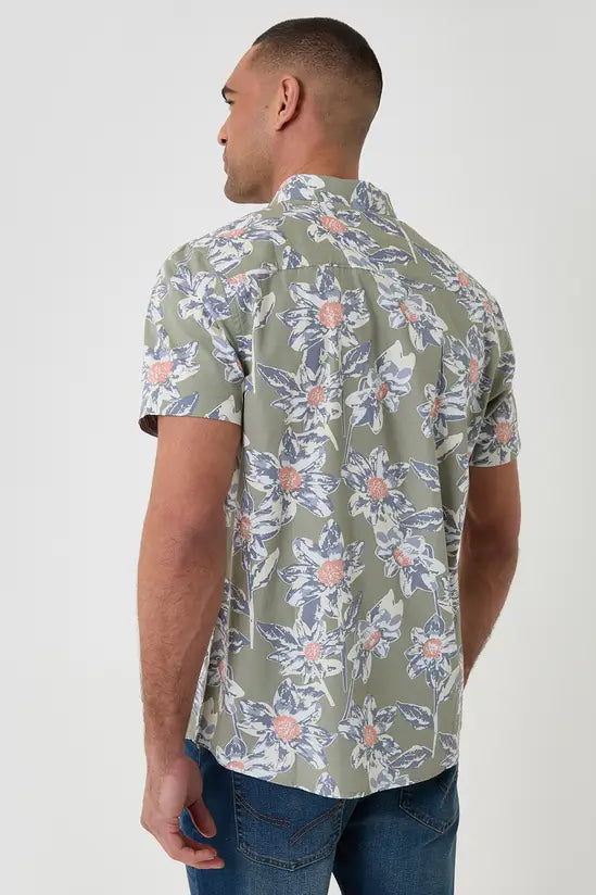 Cotton Floral Print Short Sleeve Shirt