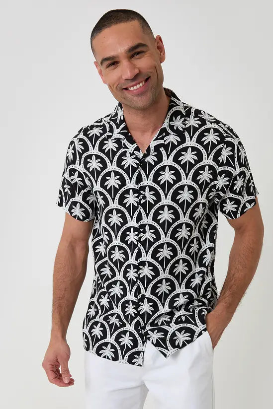 Palm Tree Print Short Sleeve Shirt
