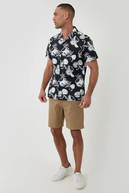 Citrus Print Cotton Short Sleeve Shirt